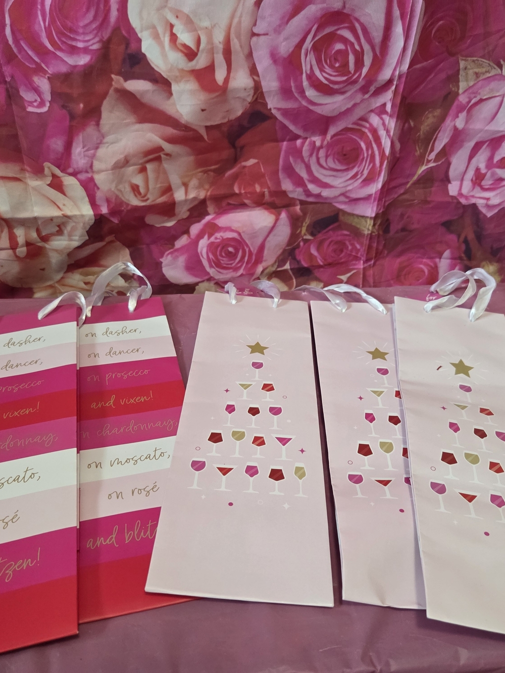 Partywine Pink Wine Gift Bags by 7 Pcs